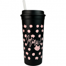 COPO CANUDO SLIM 650ML - GATINHA